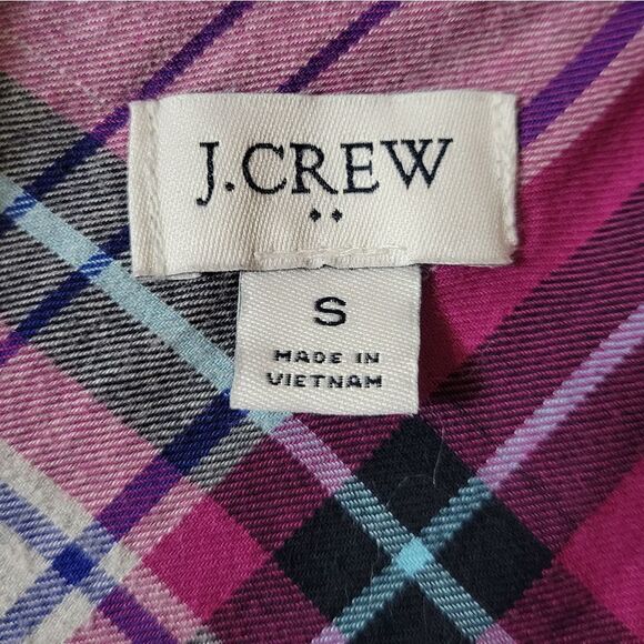 J. Crew Women's Pink Plaid Flannel Button-Down Cotton Shirt - Picture 5 of 16